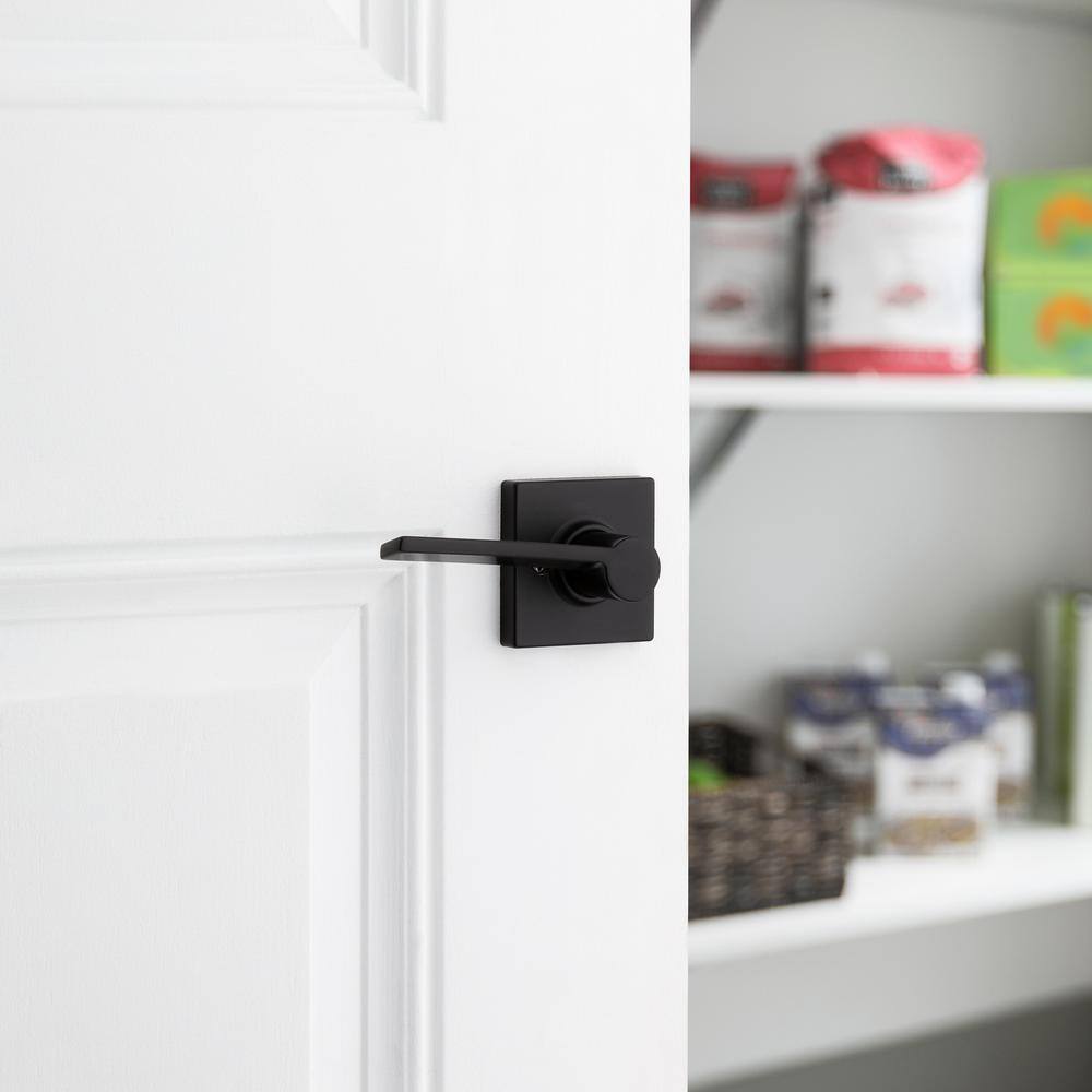 Kwikset Ladera Matte Black Contemporary Square Half-Dummy Door Lever