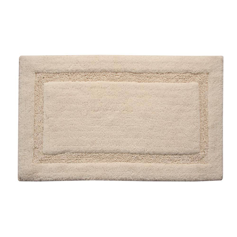 Saffron Fabs Regency 34 in. x 21 in. and 36 in. x 24 in. 2-Piece Bath Rug Set in Solid Ivory