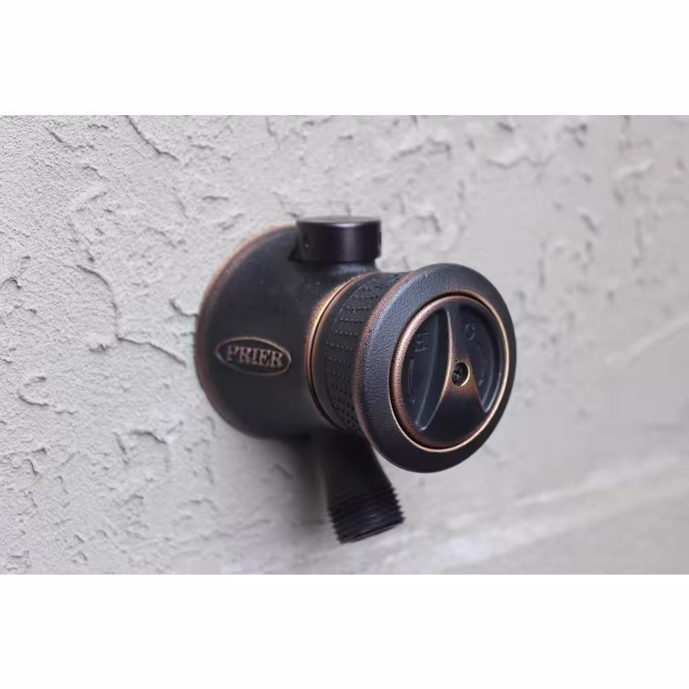 Prier Products 8 in. Single Handle Hot and Cold Mixing Hydrant Valve in. Oil-Rubbed Bronze 1/2 in. Plain Copper Ends