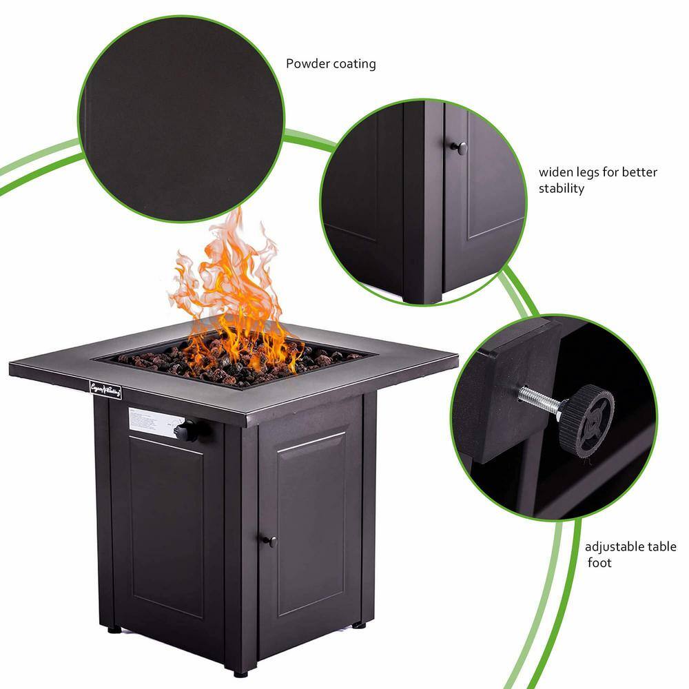 None 28 in. 50000 BTU Propane Fire Pit Table (Brown)