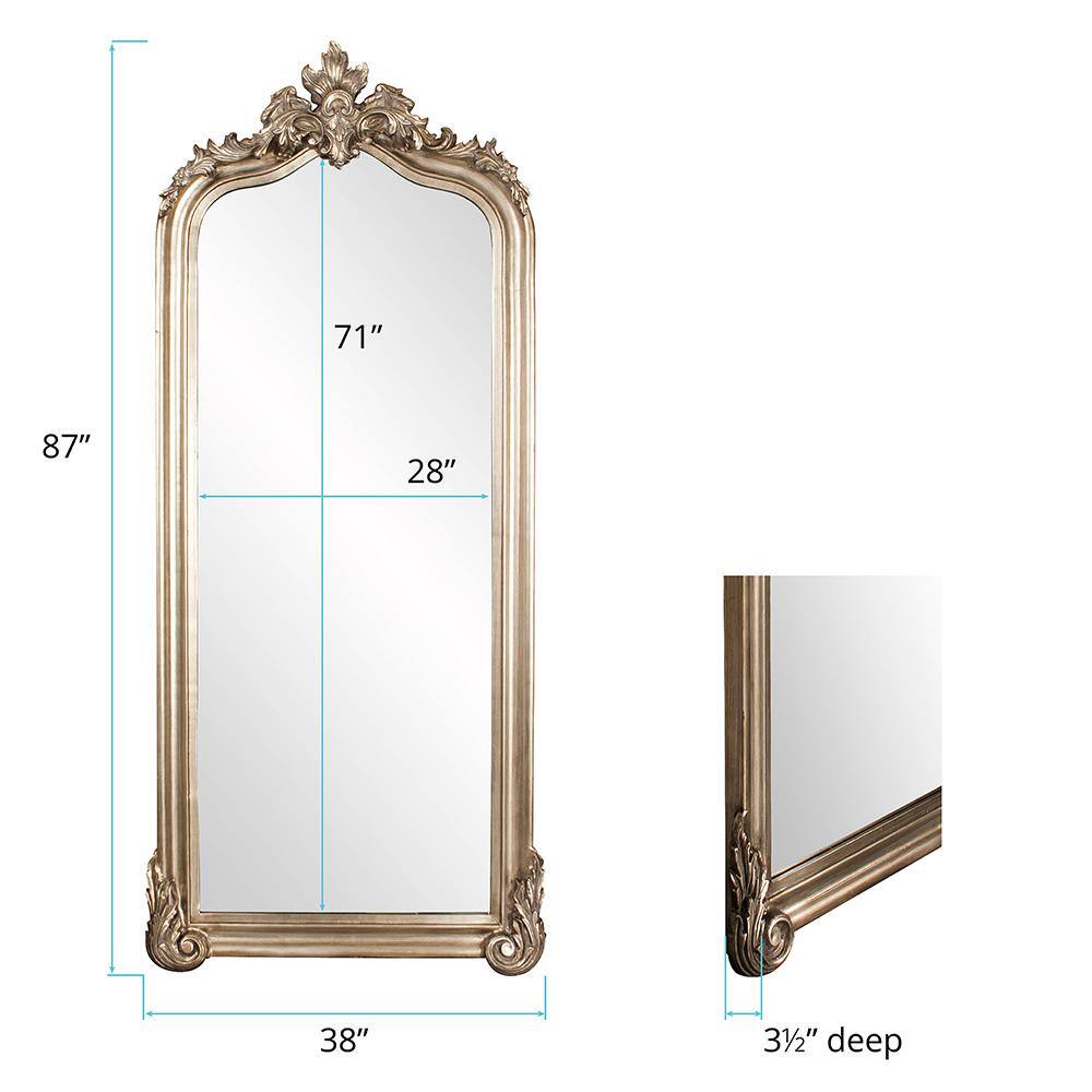 Marley Forrest Oversized Champagne Silver Leaf Wood Hooks Classic Mirror (85 in. H X 38 in. W)