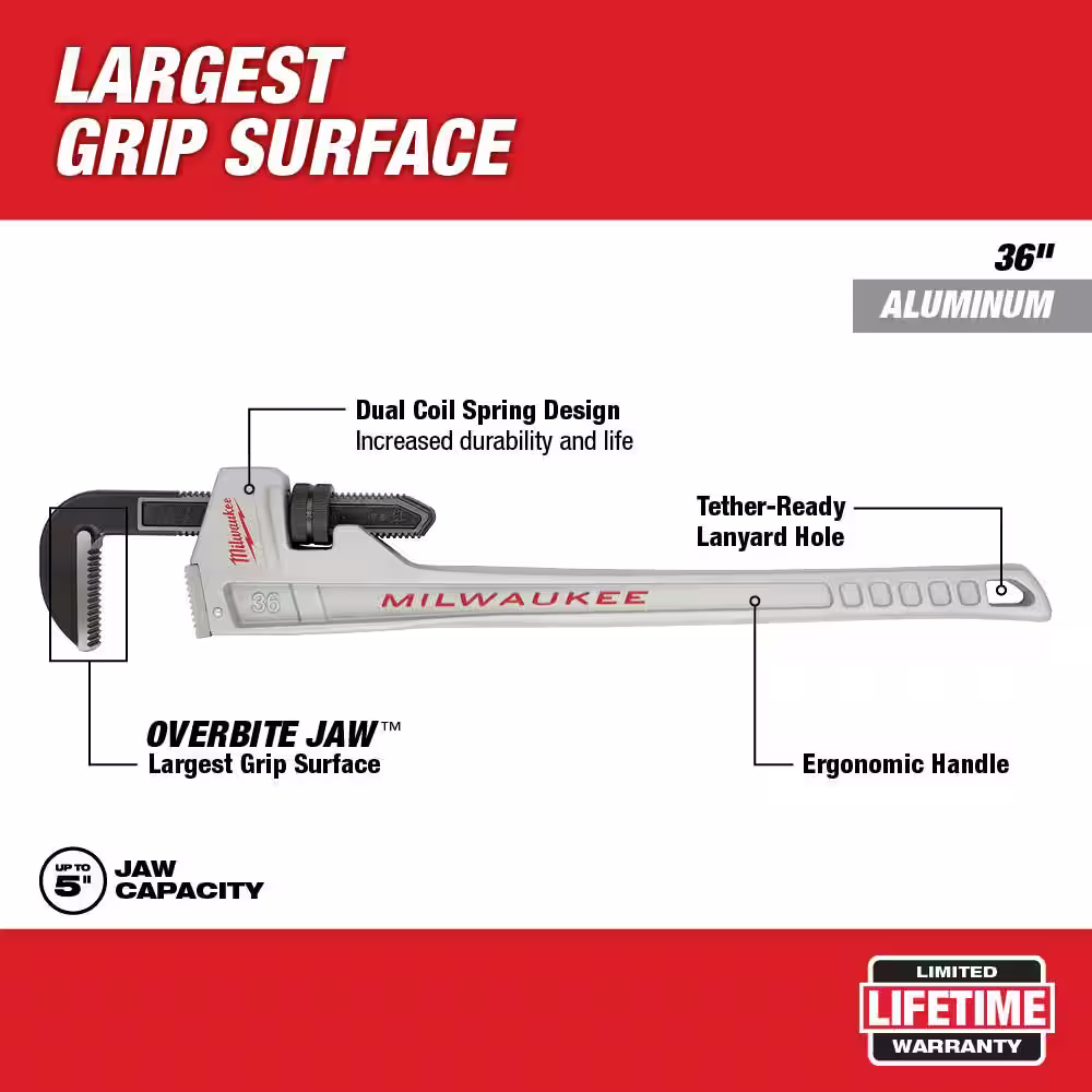 Milwaukee 36 in. Aluminum Pipe Wrench