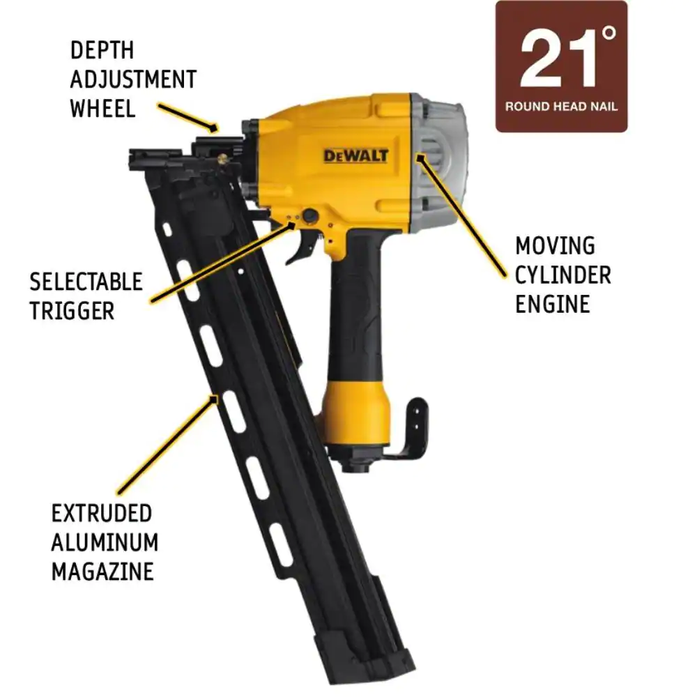DEWALT Pneumatic 21-Degree Collated Framing Nailer