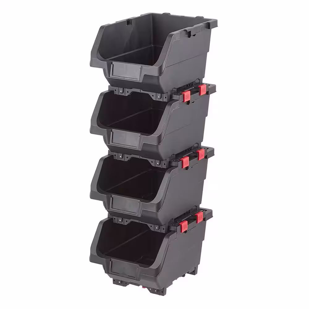 Husky 9 in. Stackable Storage Bin (4-Pack)