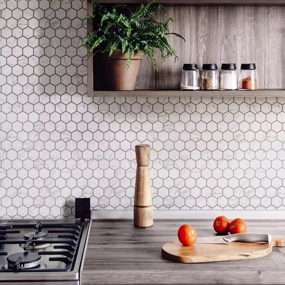 Merola Tile Flo 2 in. Hex White 11-1/8 in. x 12-5/8 in. Porcelain Mosaic Tile (10.0 sq. ft./Case)