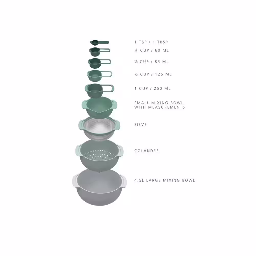 Joseph Joseph Nest 9-Piece Food Mixing Bowl Preparation Set