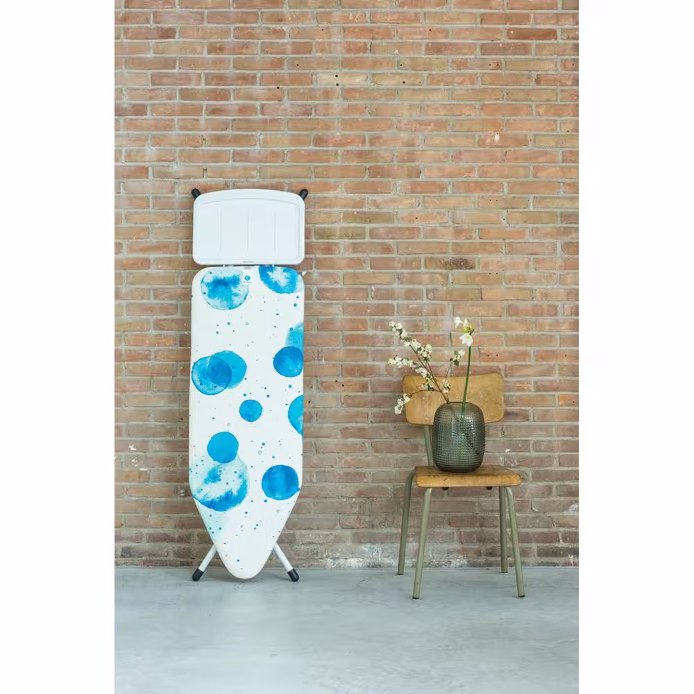 Brabantia Ironing Board C with Solid Steam Unit Holder, Ice Water Cover and White Frame