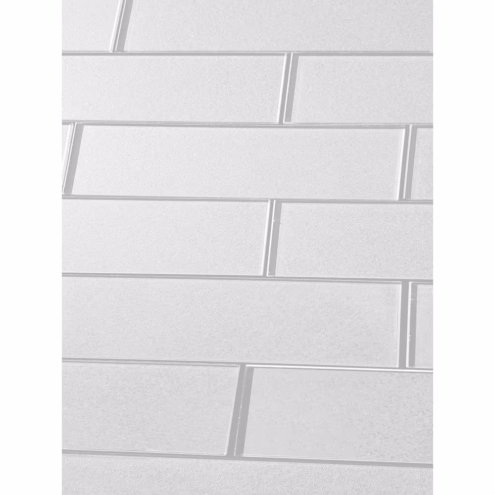 ABOLOS Transitional Design Glossy White Subway 3 in. x 12 in. Glass Peel and Stick Decorative Tile (10.5 sq. ft./Case)