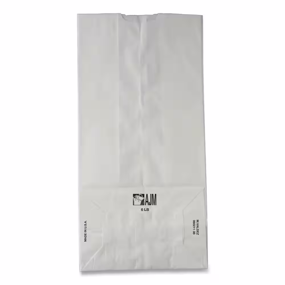 General #6 White Paper Reusable Grocery Bag, 35 lb Capacity, 6 in. x 3.63 in. x 11.06 in. (Set of 500)