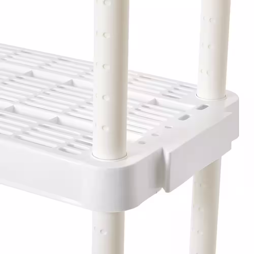 GRACIOUS LIVING 4 Shelf Adjustable Ventilated Medium Duty Shelving Unit, White, 14 x 32 x 54.5 inches