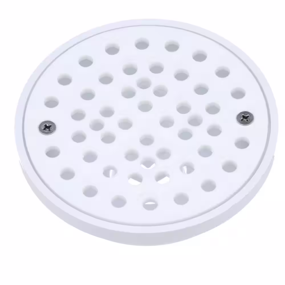Oatey Round White PVC Area Floor Drain with Screw-In Drain Cover