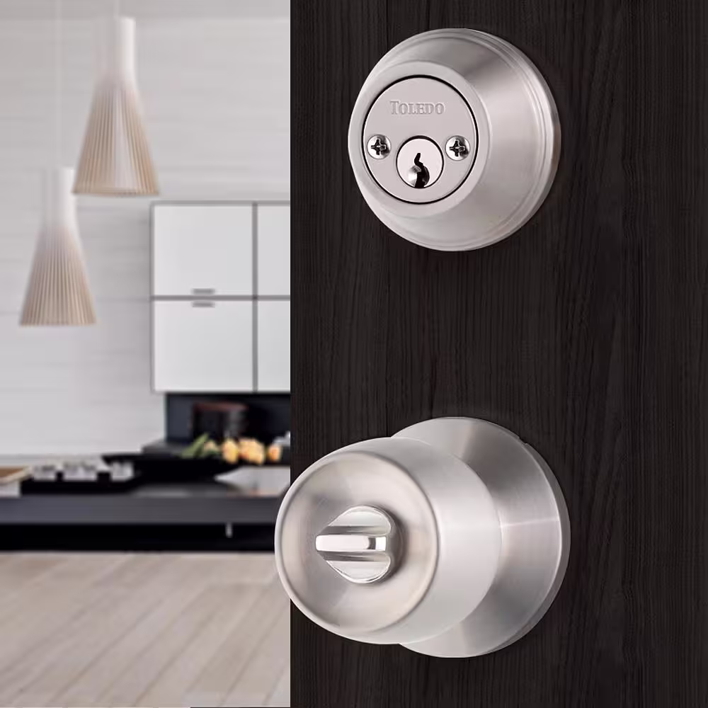 Toledo Double Cylinder Satin Nickel Combo Set
