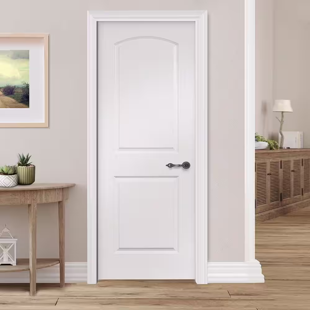 Steves & Sons 18 in. x 80 in. 2 Panel Roundtop No Bore Solid Core White Primed Wood Interior Door Slab