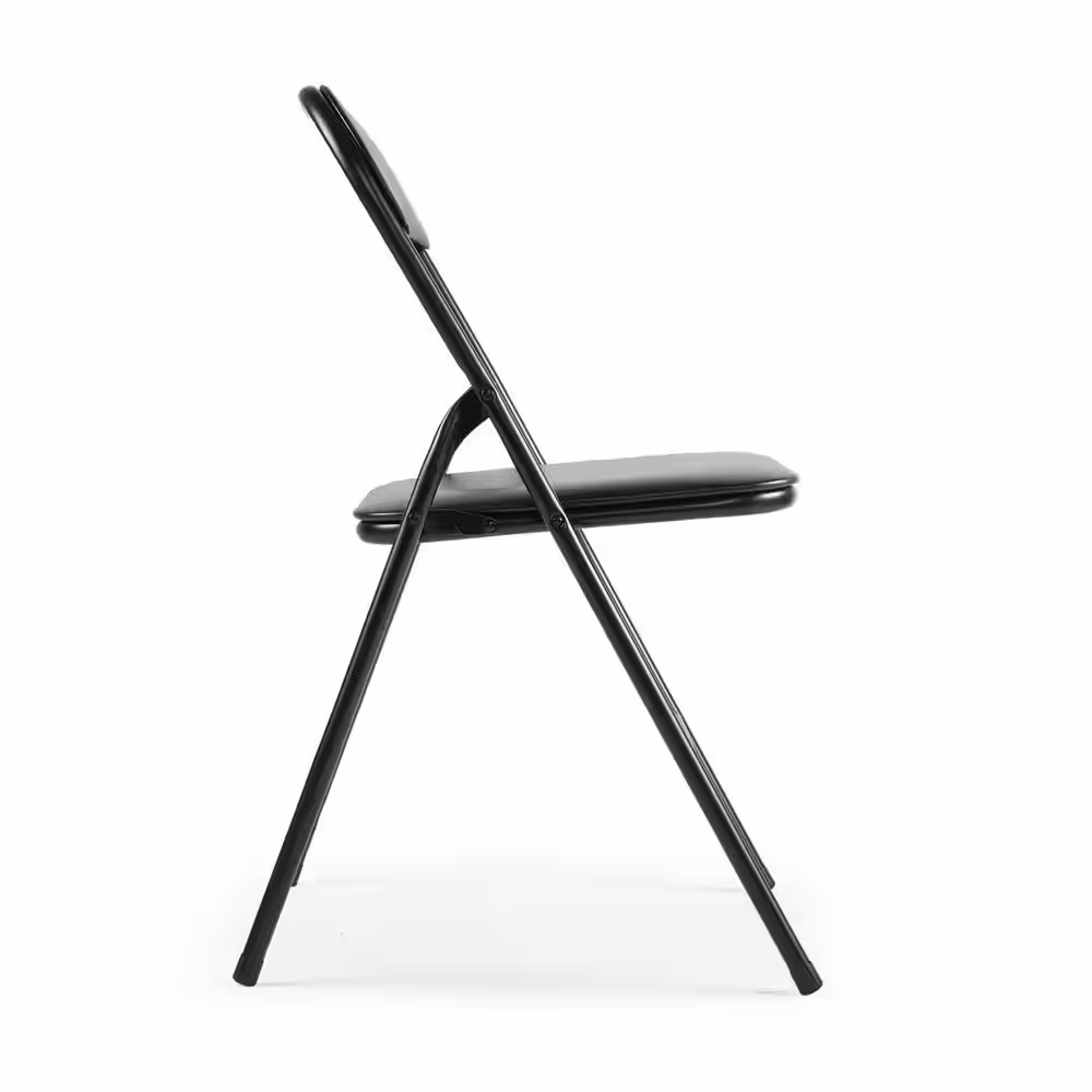 None Black Metal Plastic Folding Chair (Set of 6)