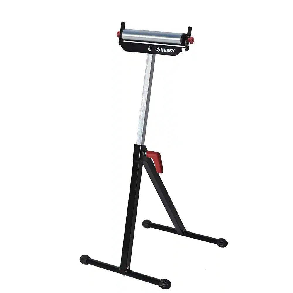 None 23 in. to 43 in. Stationary Steel Roller Stand with Edge Guide