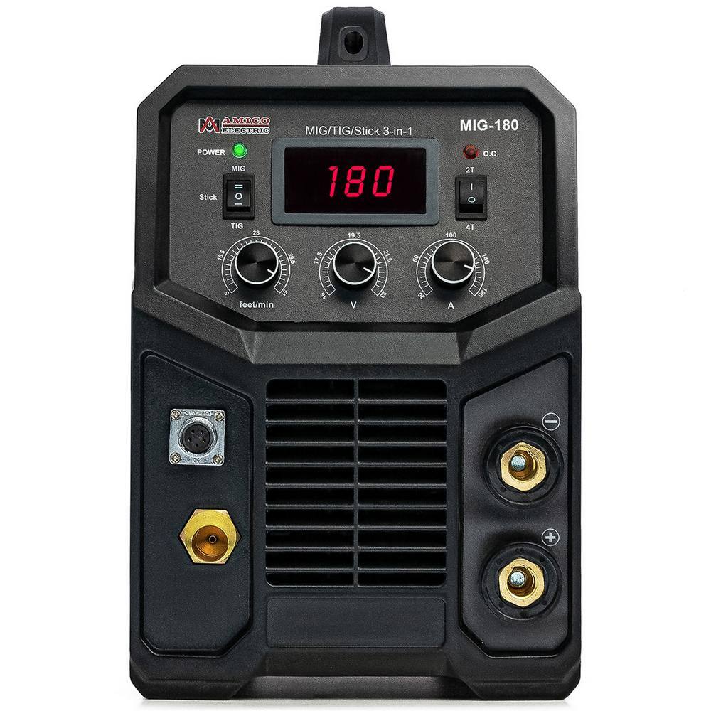 AMICO POWER 180 Amp MIG/Flux-Cored/TIG/Stick Multi-Process Welder, 100-250V Voltage, Compatible Spool Gun SPG15180
