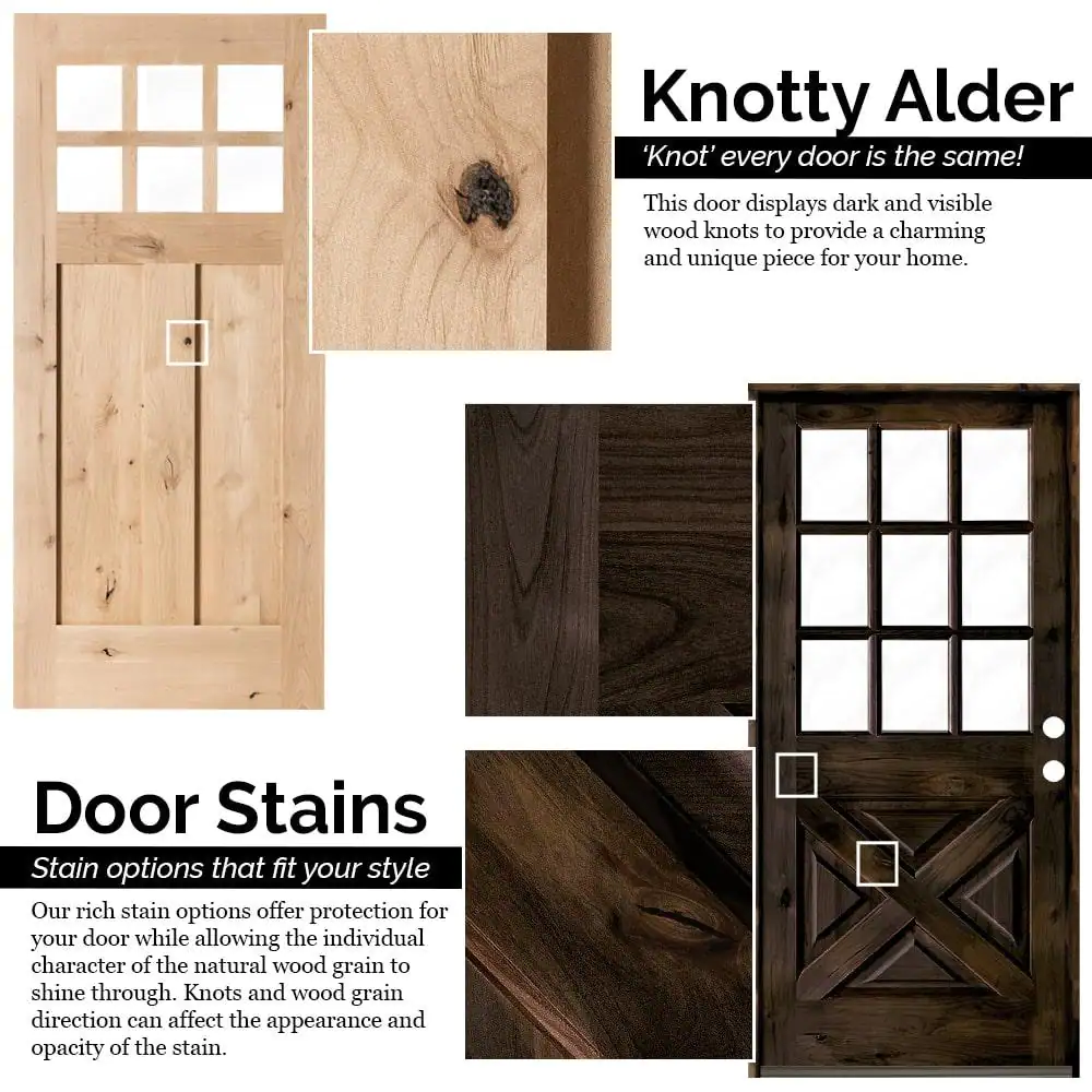 Krosswood Doors 36 in. x 80 in. Rustic Knotty Alder 2-Panel Square Top Unfinished Wood Front Door Slab