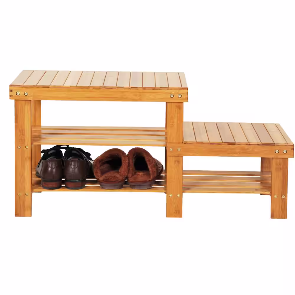 Outopee 17.72 in. H x 35.43 in. W 5-Pair Bamboo Shoe Storage Bench