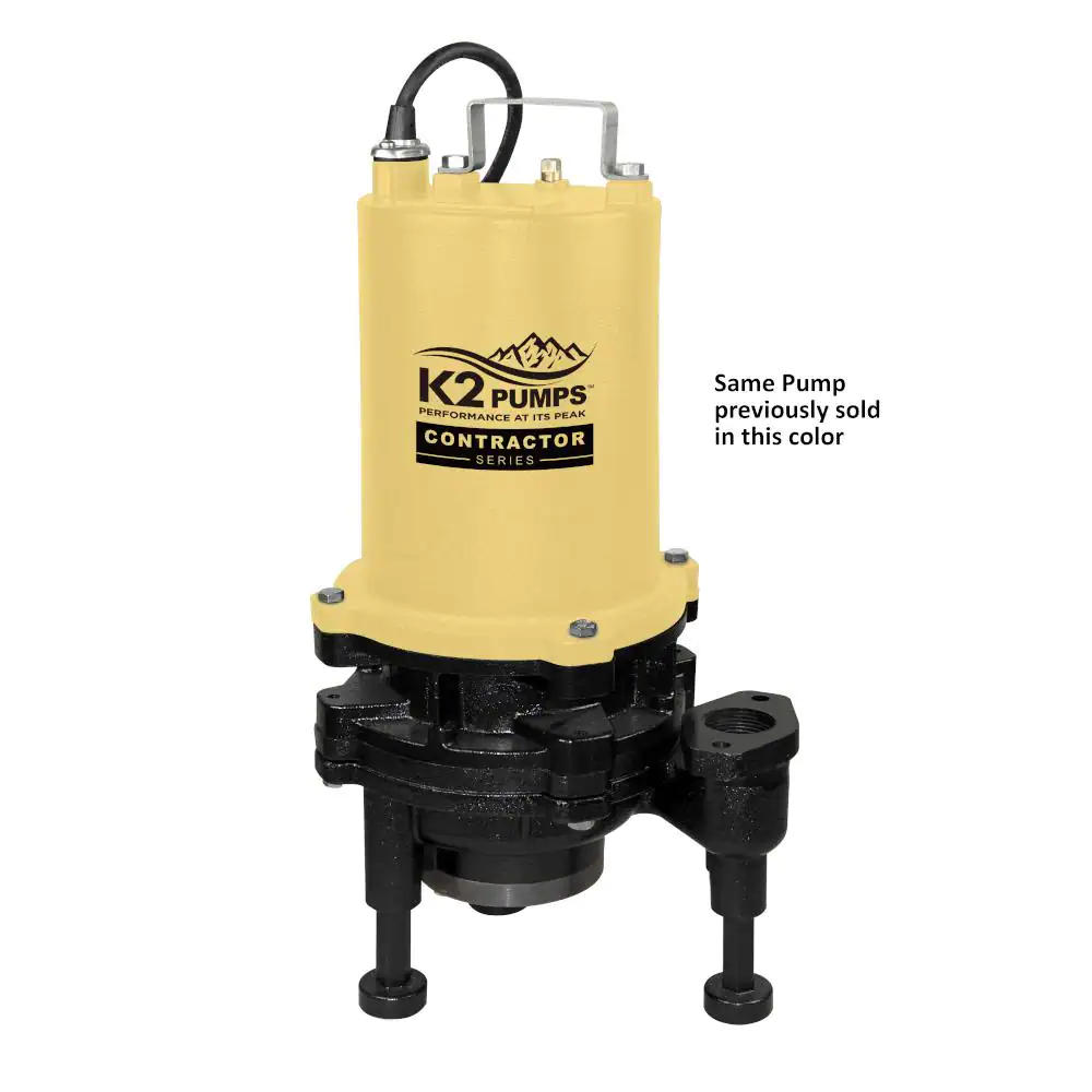 K2 2 HP Submersible Sewage Grinder Pump, Cast Iron