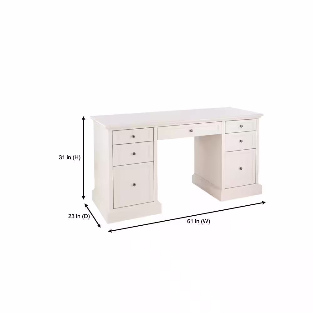 Home Decorators Collection Royce 61 in. Rectangular Polar Off-White Executive Desk