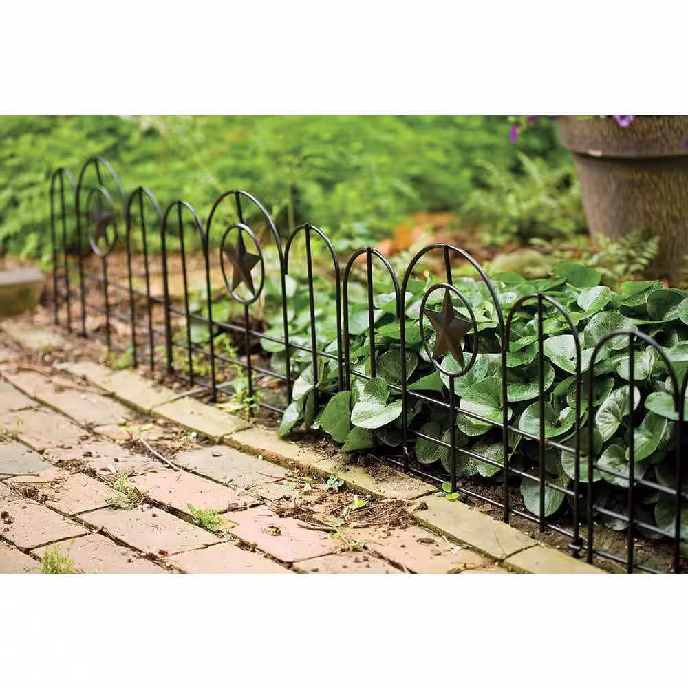 None 16 in. x 18 in. Black Metal Star Garden Edge 6-Pack
