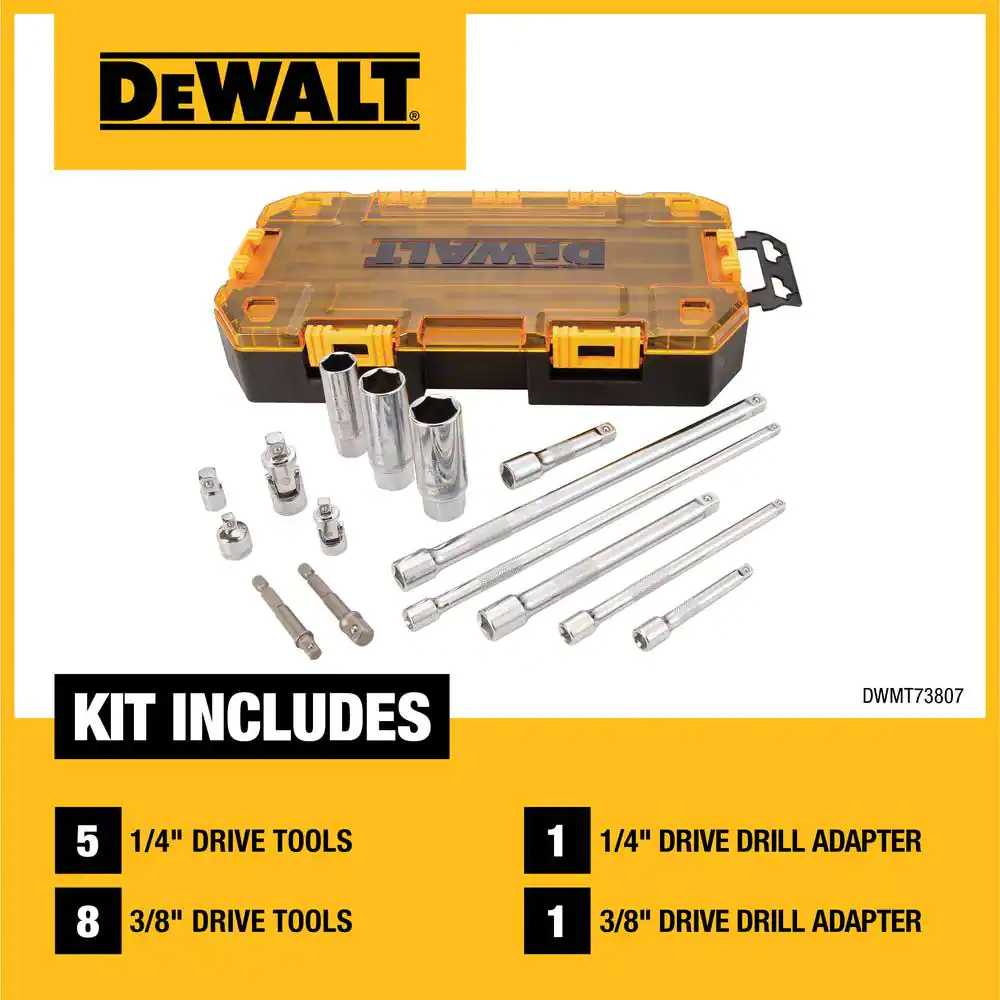 DEWALT 1/4 in. and 3/8 in. Drive Tool Accessory Set with Case (15-Piece)