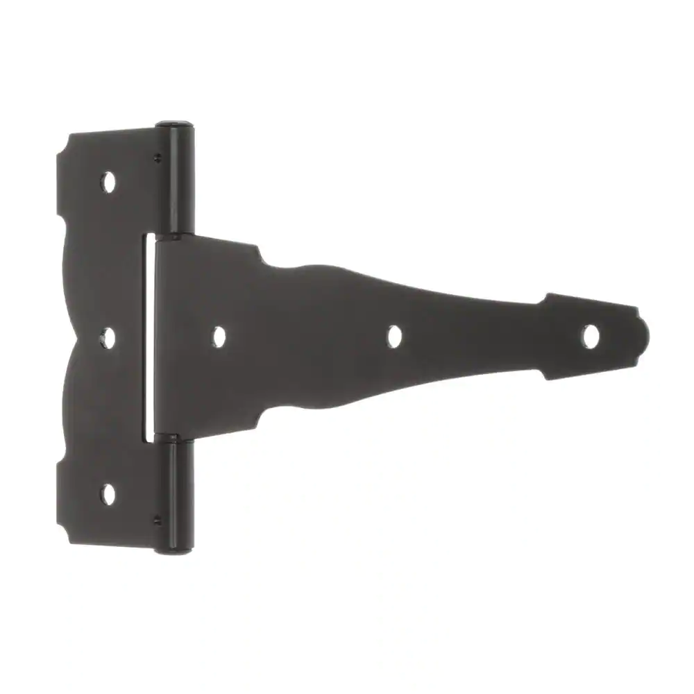 Everbilt 8 in. x 5-1/2 in. Black Heavy-Duty Decorative Tee Hinge