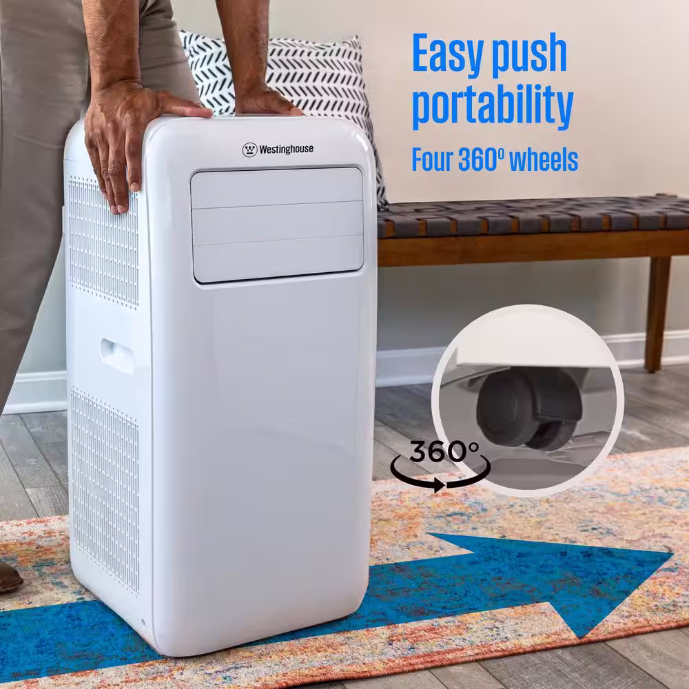 Westinghouse 12000 BTU (8000 BTU DOE Standard) Portable Air Conditioner 3-in-1 Operation For Rooms Up to 400 sq. ft. White
