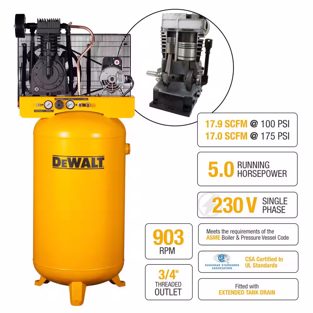 DEWALT 80 Gal. Stationary Electric Air Compressor