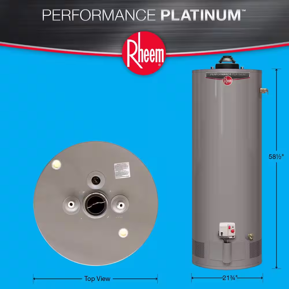 Rheem Performance Platinum 50 Gal. Tall 12 Year 40,000 BTU Powered Damper Natural Gas Tank Water Heater