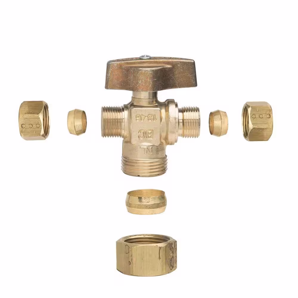BrassCraft 1/2 in. Nominal Compression Inlet x 3/8 in. O.D. Compression x 3/8 in. O.D. Compression Dual Outlet 1/4 Turn Ball Valve