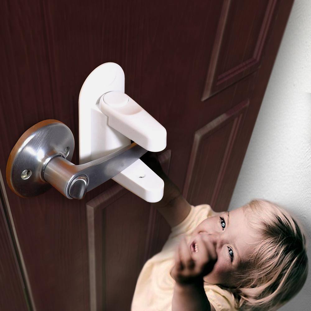 None Door Lever Lock Child Safety - Child Proof Doors and Handles, Strong Adhesives - Child Safety By Jool Baby (2-Pack)