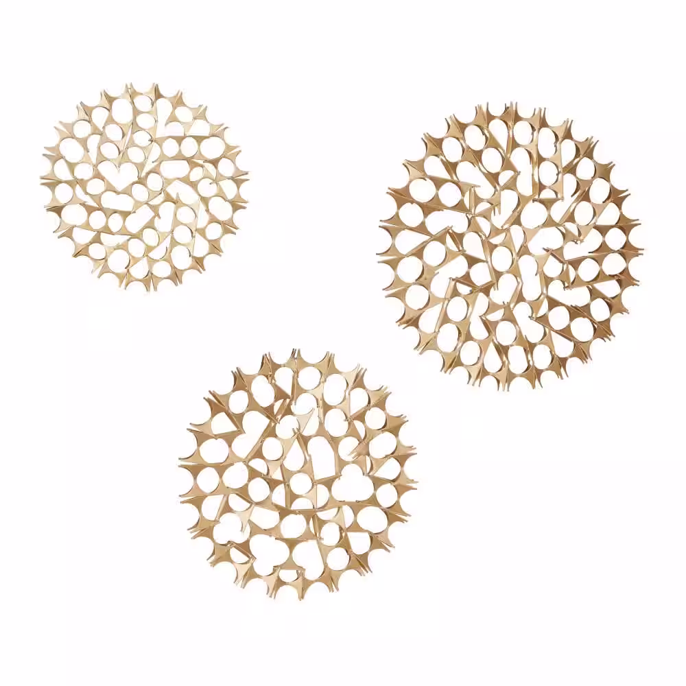 Litton Lane Metal Gold Abstract Wall Decor with Cutout Design (Set of 3)