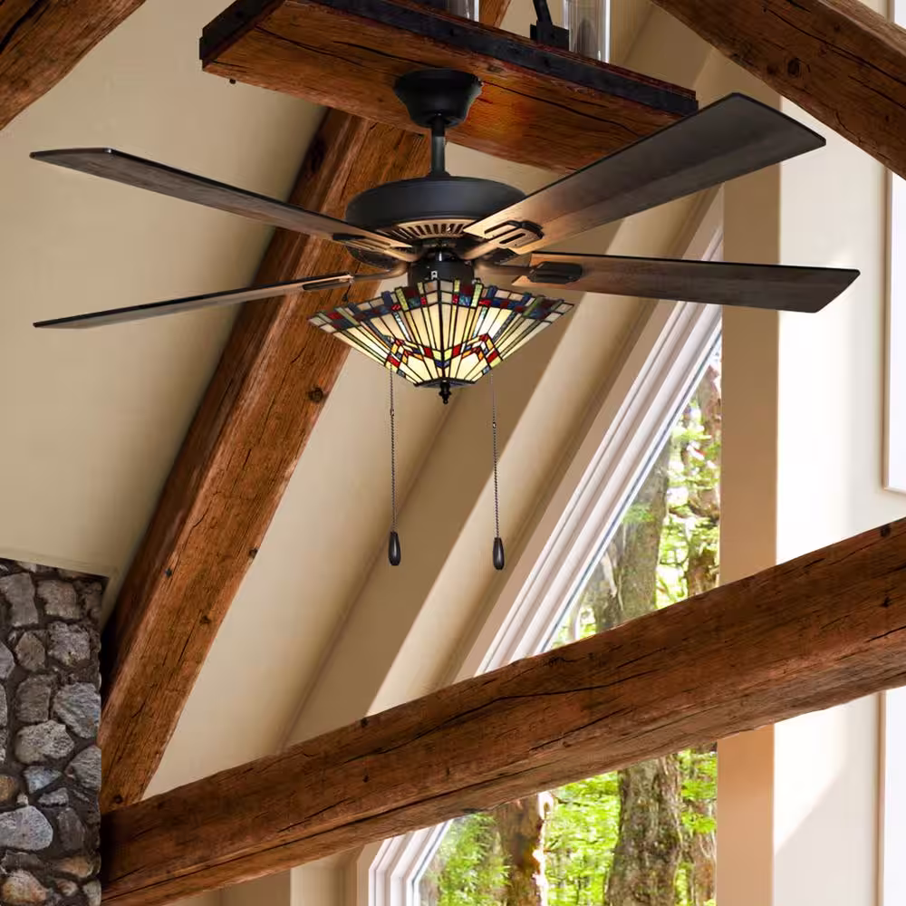 River of Goods Michelangelo Mission 52 in. Stained Glass LED Ceiling Fan With Light