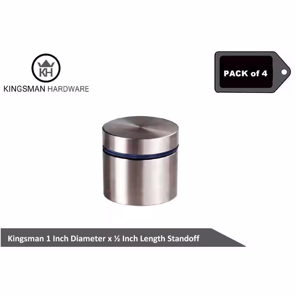 None 1 in. Dia x 1/2 in. L Stainless Steel Standoffs for Signs (4-Pack)