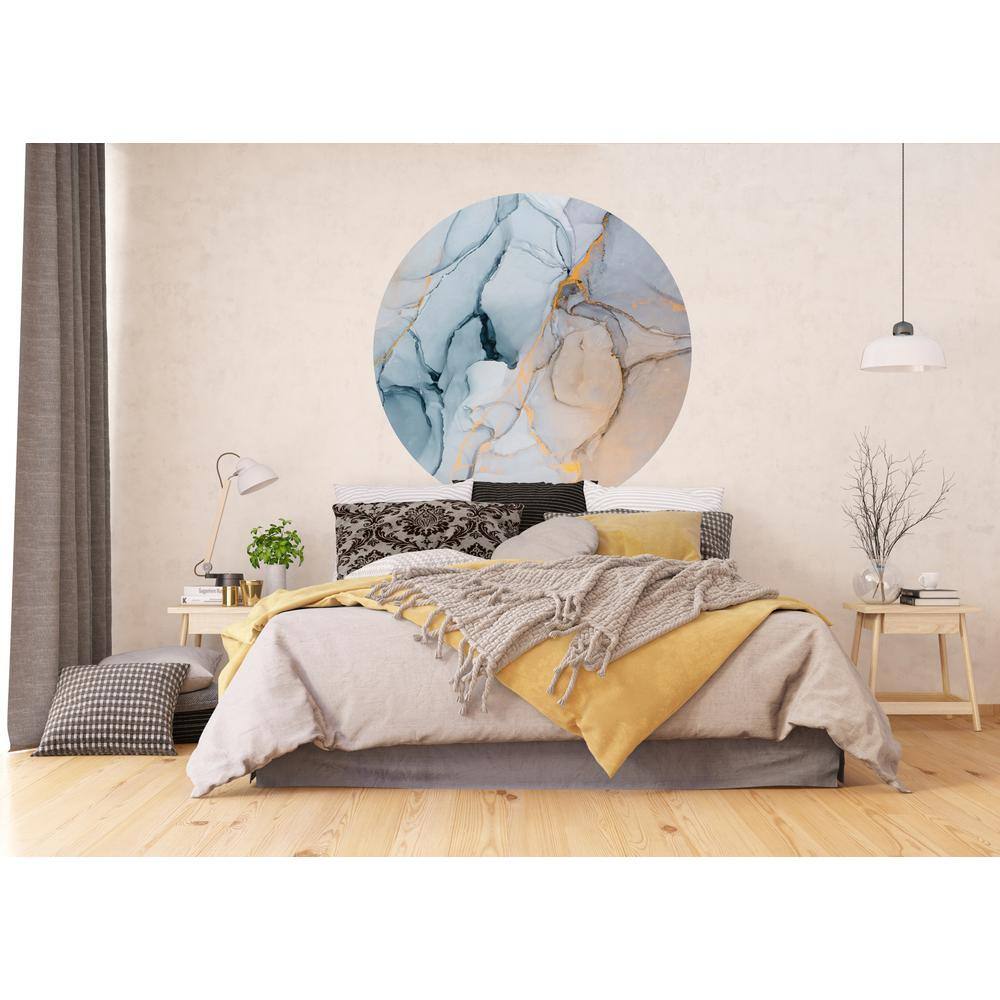 Dundee Deco Falkirk Airdrie Abstract Faux Marble Peel and Stick Circular Wall Mural