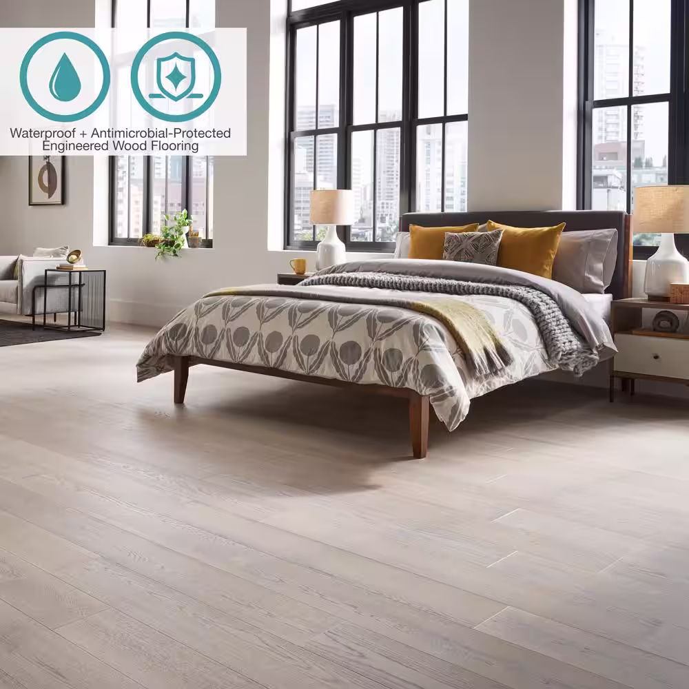 Pergo Defense+ Claremore Bay Oak 3/8 in. T x 7.5 in. W Waterproof Engineered Hardwood Flooring (24.5 sq.ft/case)