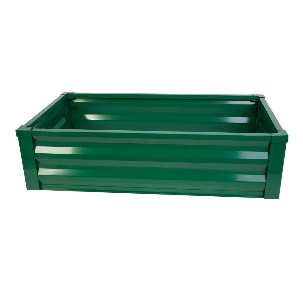 Greenes Fence 24 in. W x 48 in. L x 10 in. H Forest Green Pre-Galvanized Powder-Coated Steel Raised Garden Bed Planter