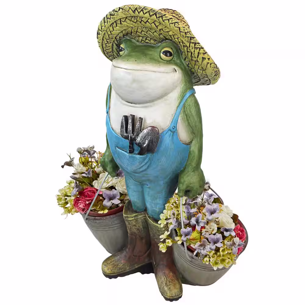 Design Toscano 17.5 in. H Buckets the Garden Frog Statue