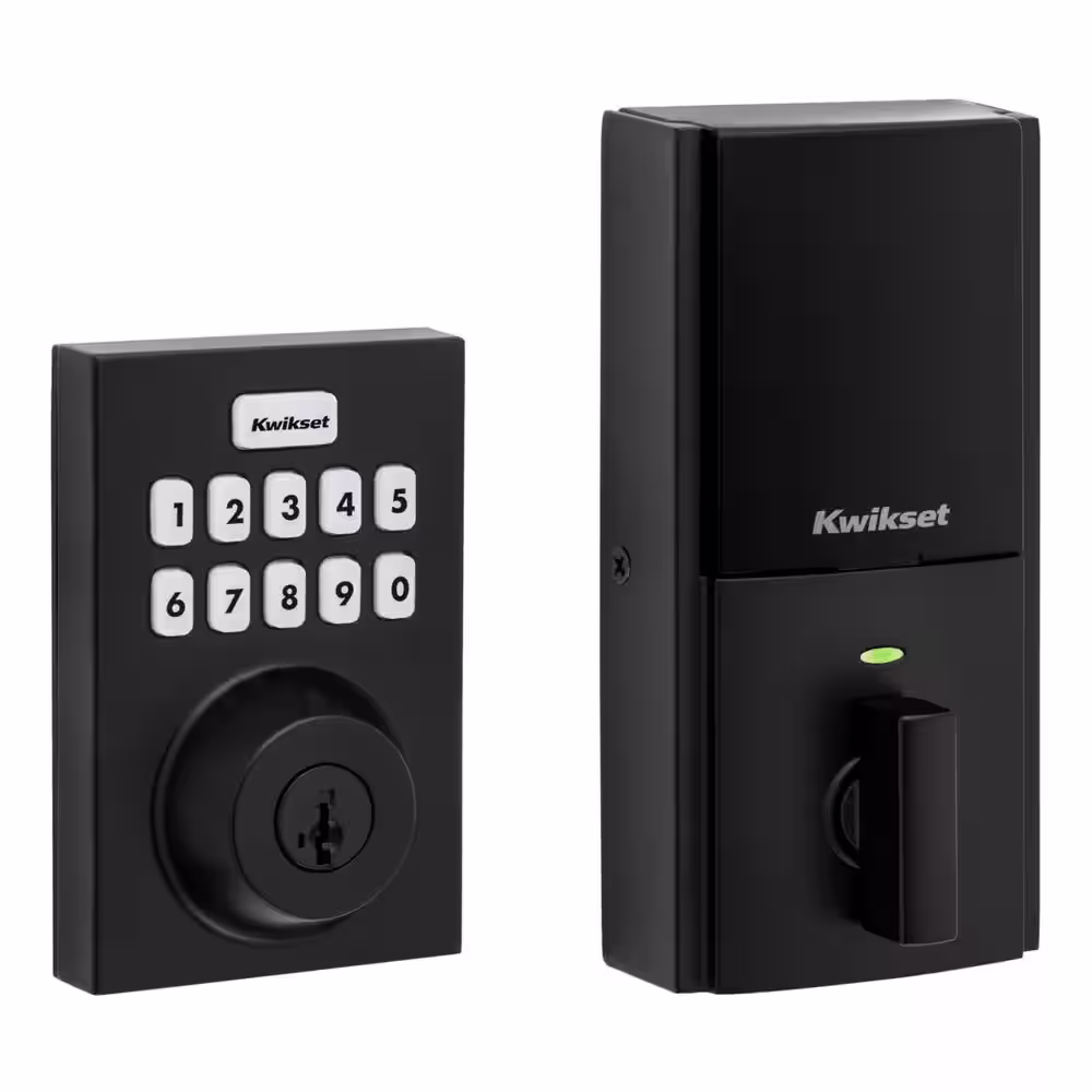 Kwikset Home Connect 620 Keypad 869 Contemporary Matte Black Connected Smart Lock Deadbolt with Z-Wave-700 Feat SmartKey