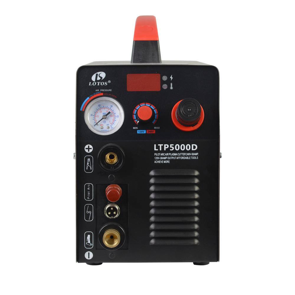 Lotos 50 Amp Non-Touch Pilot Arc Inverter Plasma Cutter for Metal, Dual Voltage 110V/220V, 1/2 in. Clean Cut