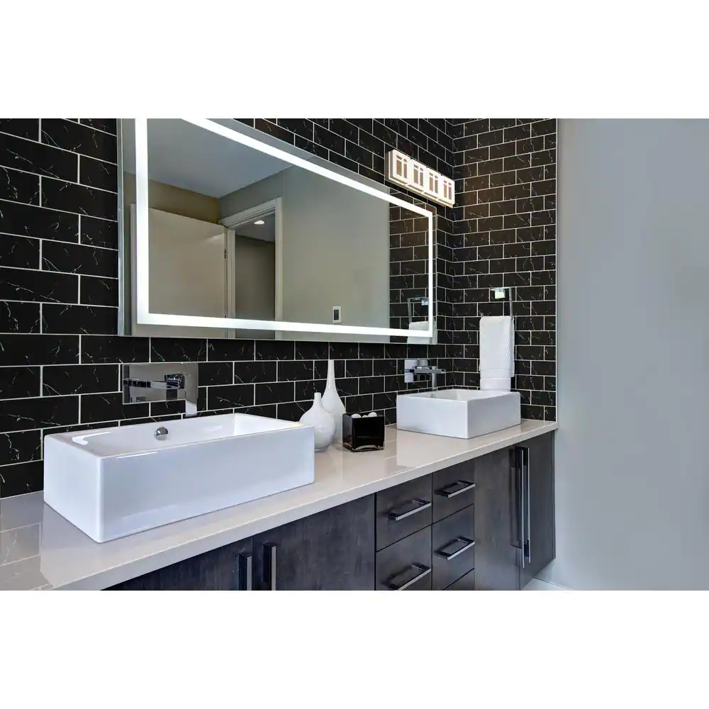 MSI Nero Marquina 3 in. x 6 in. Glossy Glass Subway Tile (0.13 sq. ft./Each)