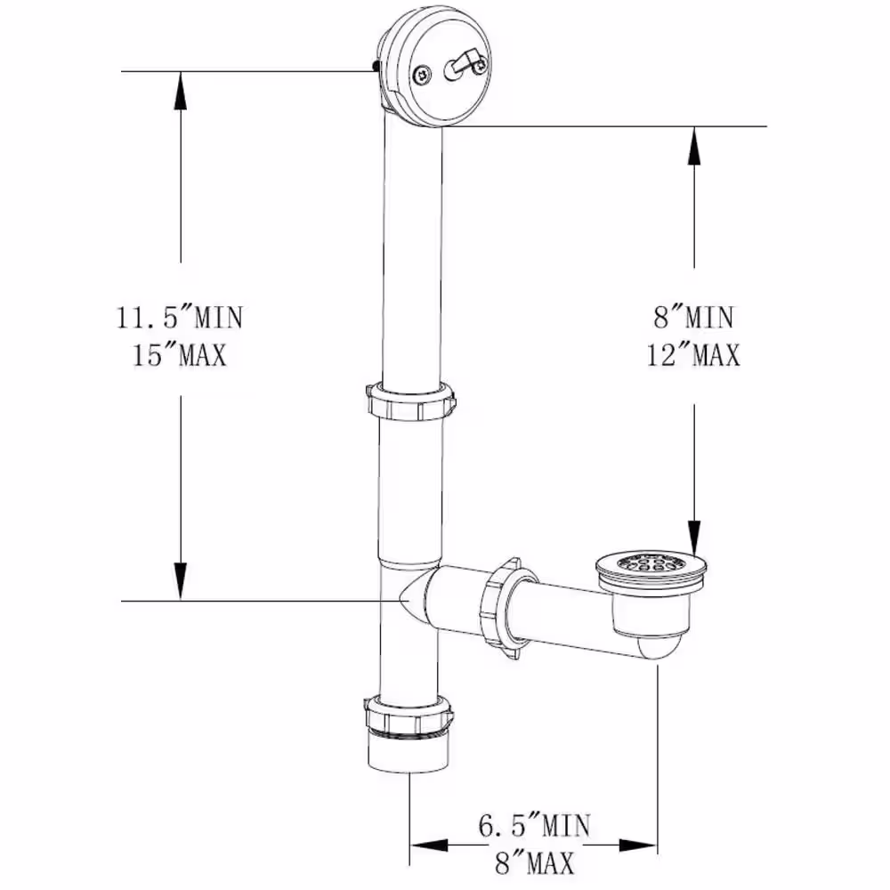 Everbilt Trip Lever 1-1/2 in. Black Poly Pipe Bath Waste and Overflow Drain in Chrome