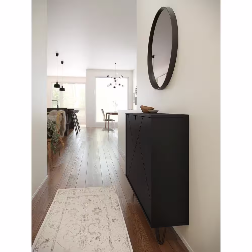 Nexera Slim Black Accent Cabinet with 2-Doors