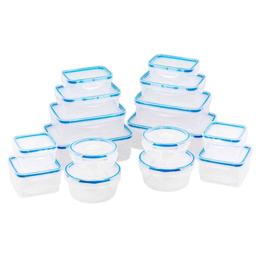 None 48-Piece Durable Meal Prep Plastic Food Containers with Snap Lock Lids - Blue