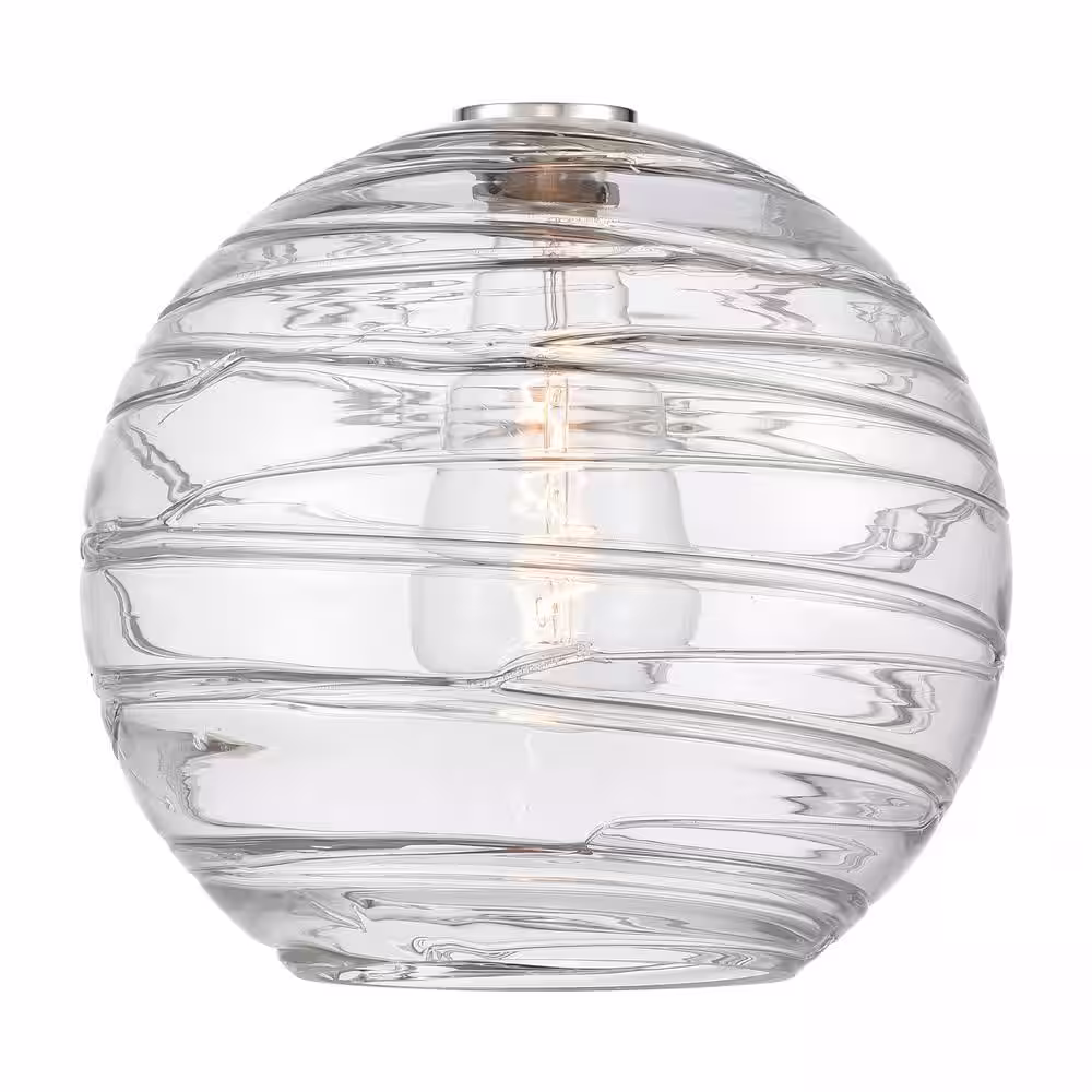Innovations Athens Deco Swirl 1-Light Polished Nickel Shaded Pendant Light with Clear Deco Swirl Glass Shade