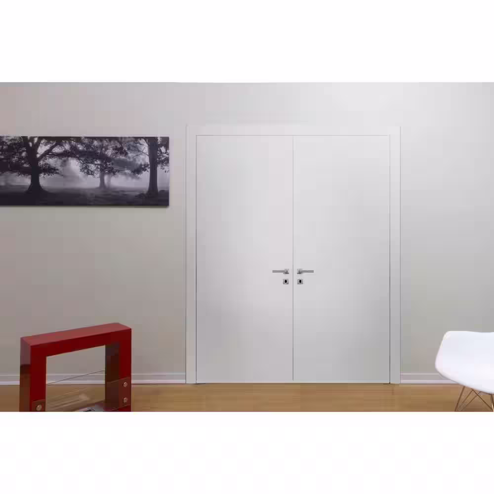 Sartodoors 0010 64 in. x 84 in. Flush No Bore White Finished Pine Wood Interior Door Slab with French Hardware