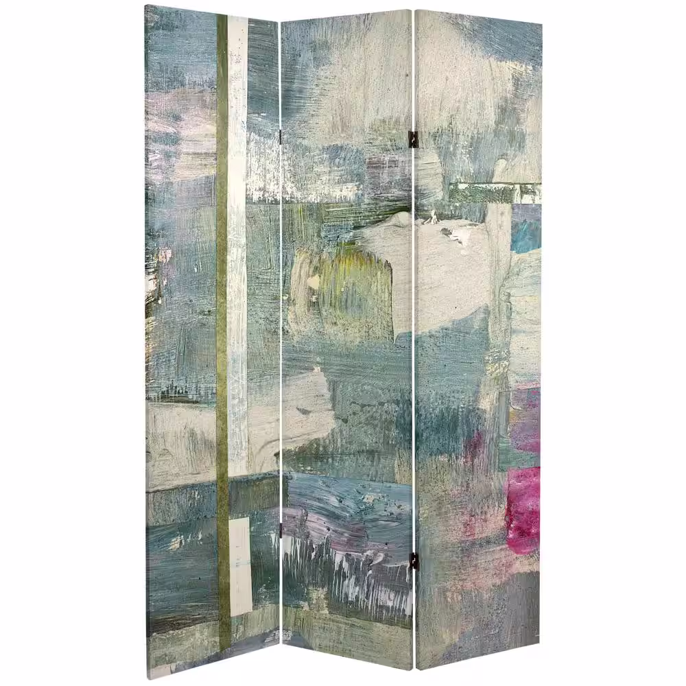 Oriental Furniture 6 ft. Mineral Smoke Printed 3-Panel Room Divider
