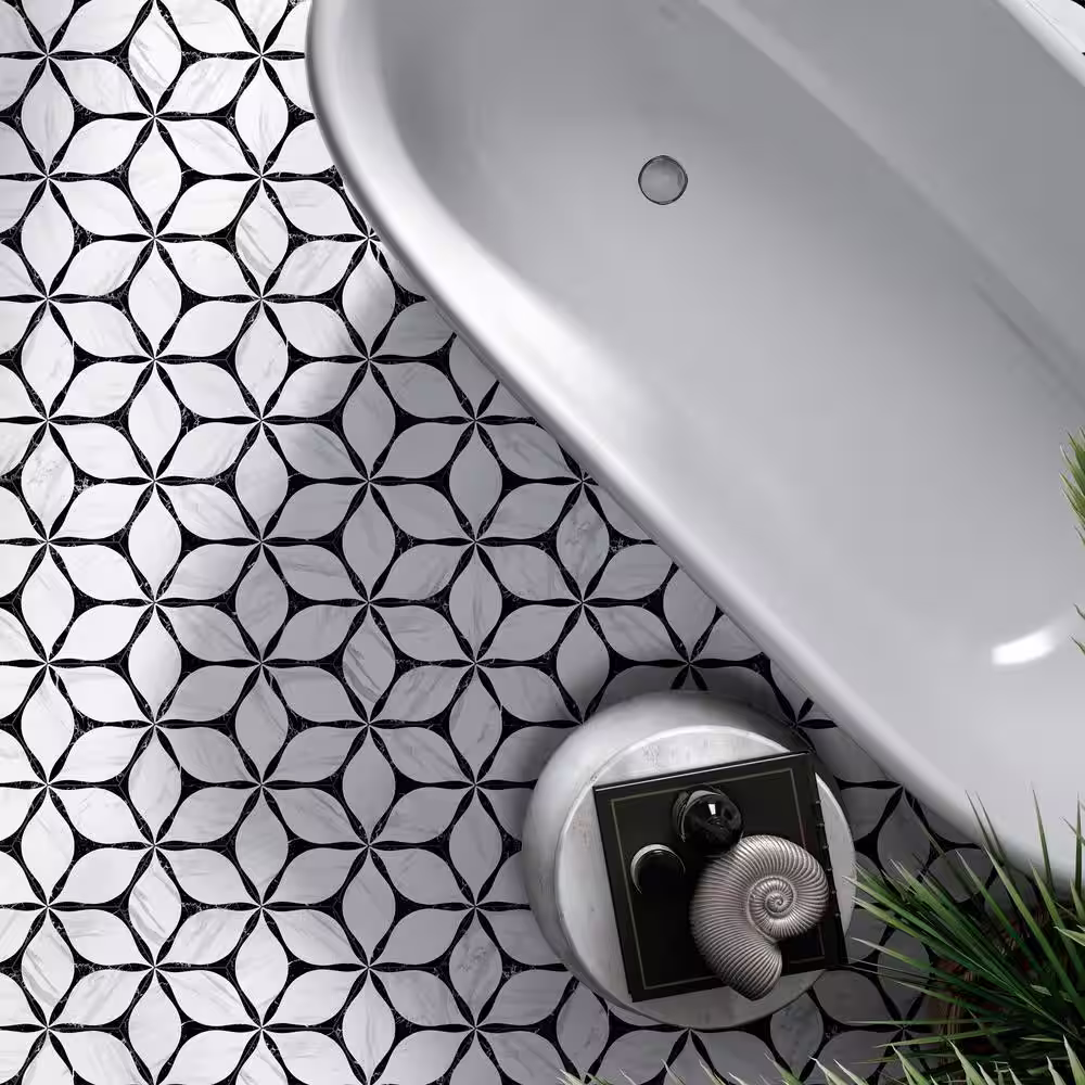 MOLOVO Corola Hexagon Black 7.7 in. x 8.9 in. Matte Porcelain Floor and Wall Tile (9.05 sq. ft./Case)