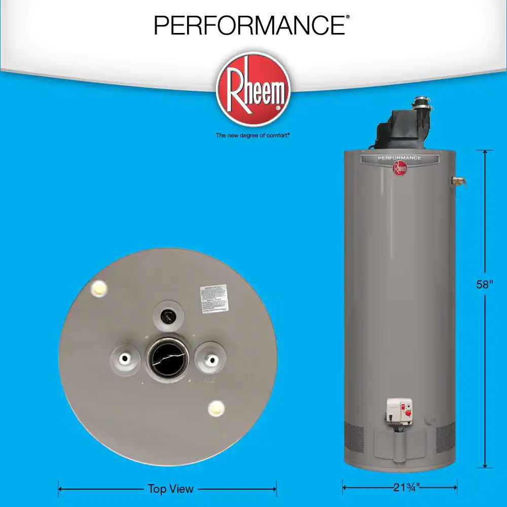 Rheem Performance 50 Gal. Tall 6-Year 42,000 BTU Natural Gas Power Vent Tank Water Heater